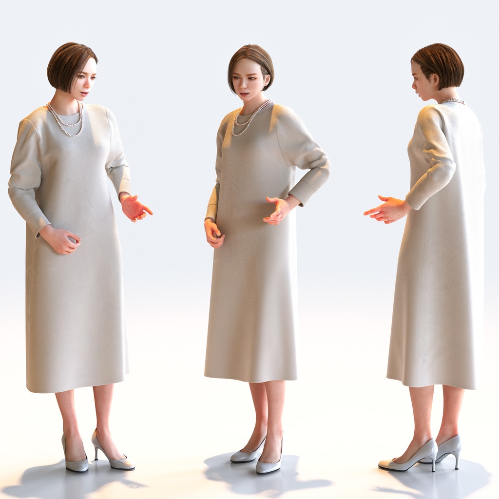 スマートカジュアル女性 5ポーズセット2 - S1-F2T【3D人物モデル/人間3Dモデル】