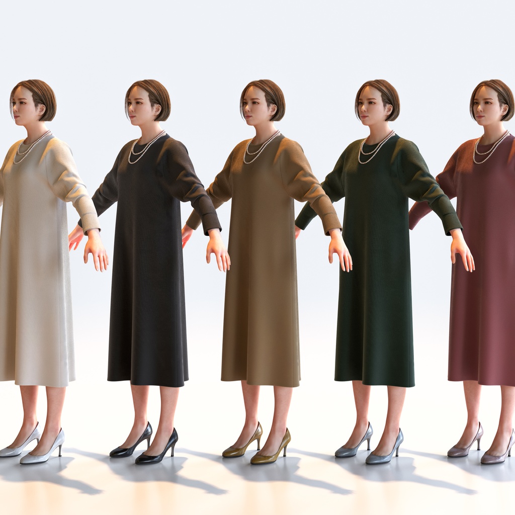 スマートカジュアル女性 Aポーズ 2 - S1-F2T A【3D人物モデル/人間3Dモデル】
