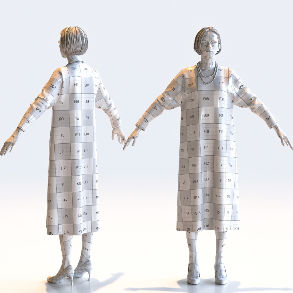 スマートカジュアル女性 Aポーズ 2 - S1-F2T A【3D人物モデル/人間3Dモデル】