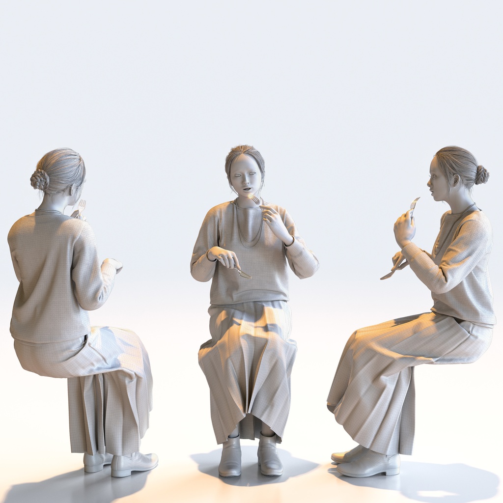 スマートカジュアル女性 5ポーズセット3 - S1-F3K【3D人物モデル/人間3Dモデル】