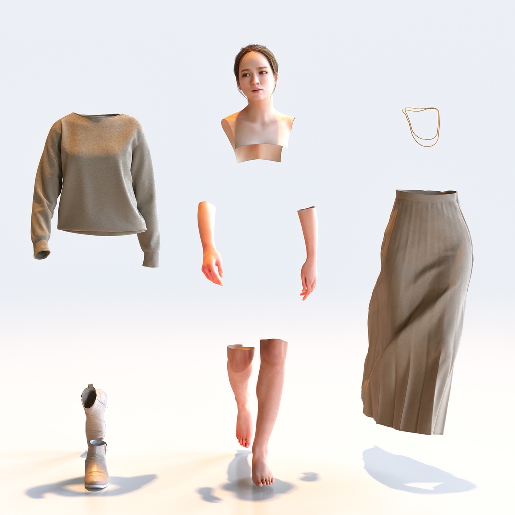 スマートカジュアル女性 5ポーズセット3 - S1-F3K【3D人物モデル/人間3Dモデル】