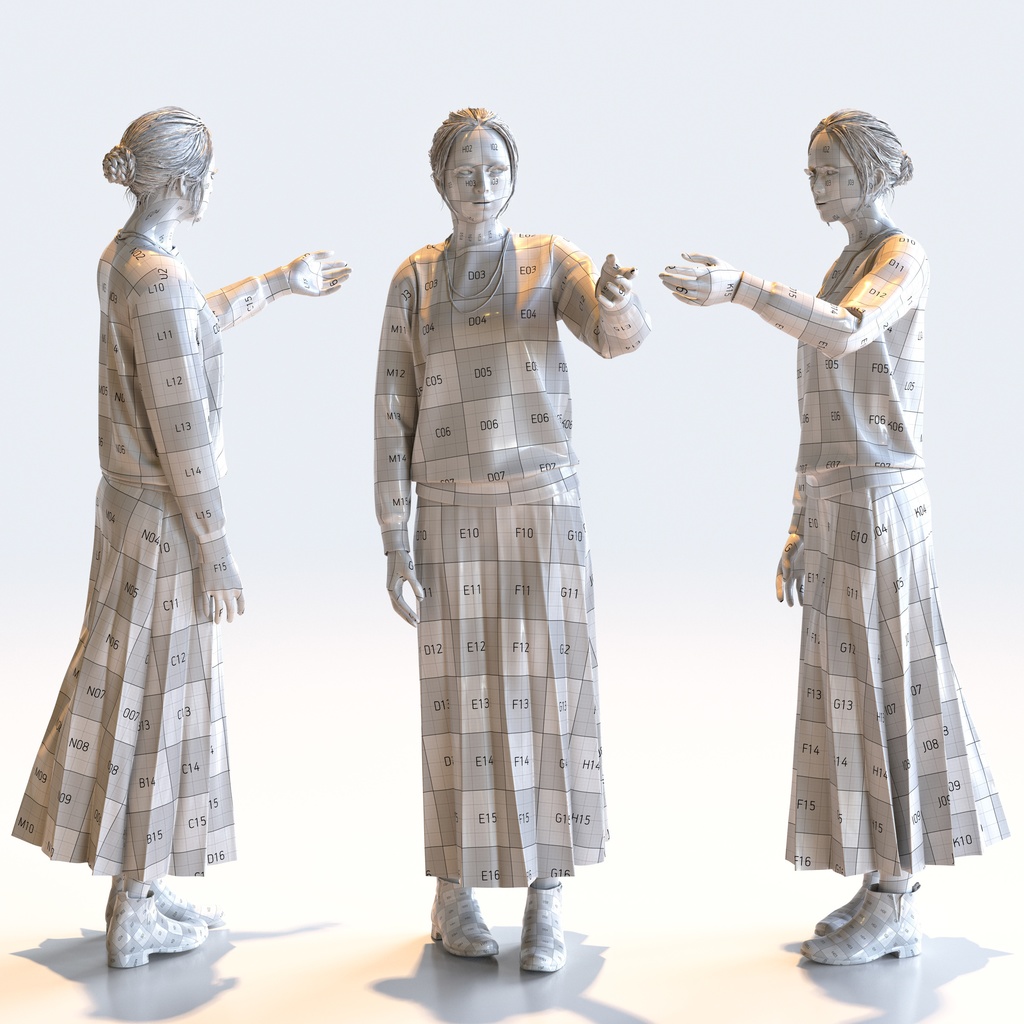 スマートカジュアル女性 5ポーズセット3 - S1-F3K【3D人物モデル/人間3Dモデル】