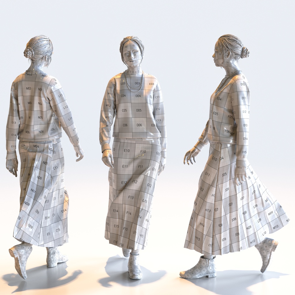 スマートカジュアル女性 5ポーズセット3 - S1-F3K【3D人物モデル/人間3Dモデル】