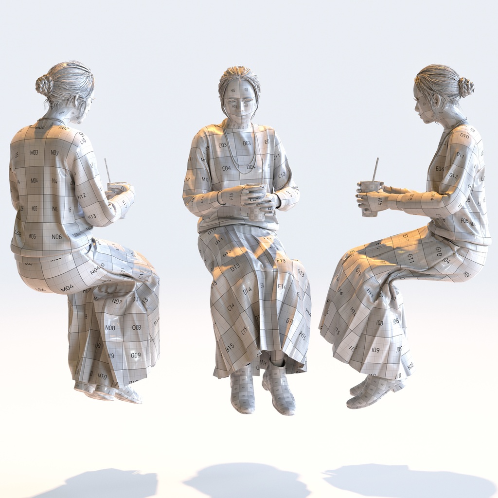 スマートカジュアル女性 5ポーズセット3 - S1-F3K【3D人物モデル/人間3Dモデル】