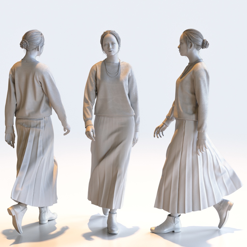 スマートカジュアル女性 5ポーズセット3 - S1-F3K【3D人物モデル/人間3Dモデル】