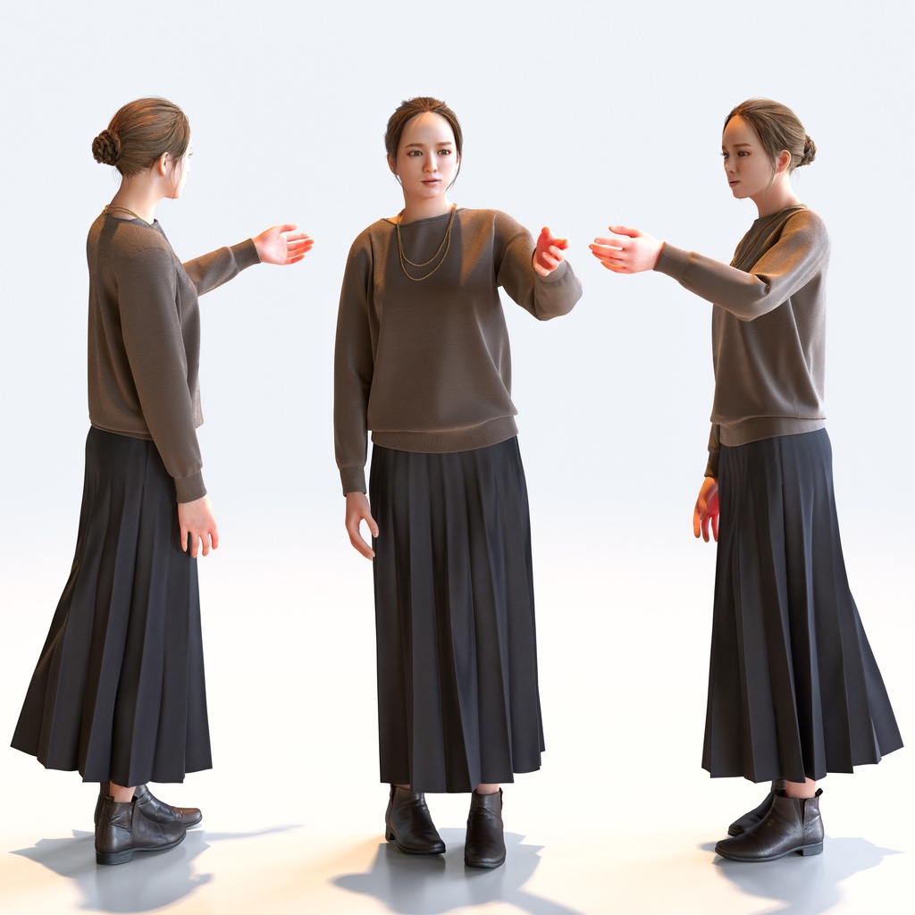 スマートカジュアル女性 5ポーズセット3 - S1-F3K【3D人物モデル/人間3Dモデル】