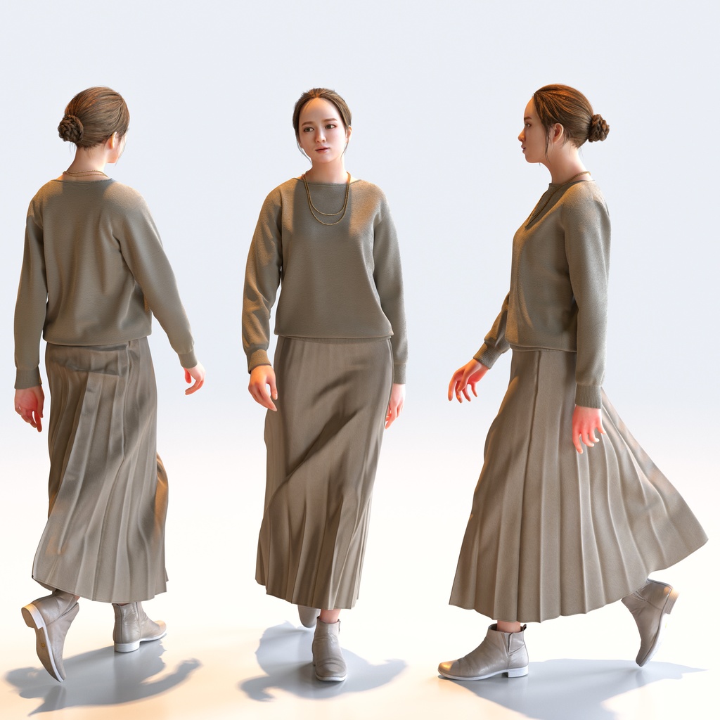 スマートカジュアル女性 5ポーズセット3 - S1-F3K【3D人物モデル/人間3Dモデル】