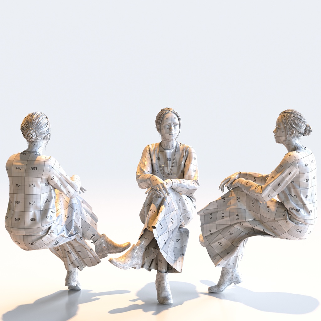 スマートカジュアル女性 5ポーズセット3 - S1-F3K【3D人物モデル/人間3Dモデル】