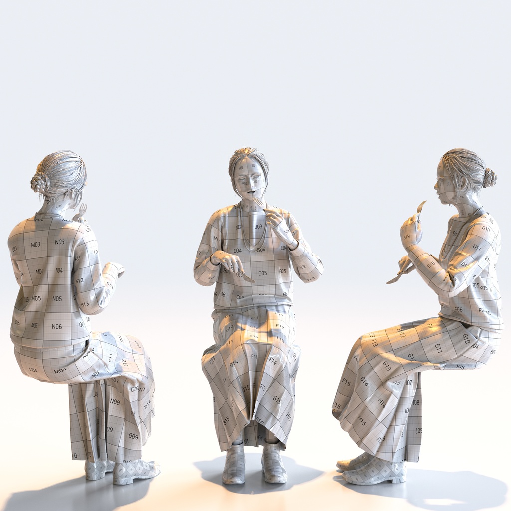 スマートカジュアル女性 5ポーズセット3 - S1-F3K【3D人物モデル/人間3Dモデル】