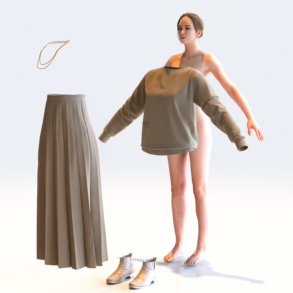 スマートカジュアル女性 Aポーズ 3 - S1-F3K A【3D人物モデル/人間3Dモデル】