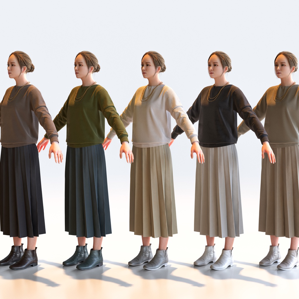 スマートカジュアル女性 Aポーズ 3 - S1-F3K A【3D人物モデル/人間3Dモデル】