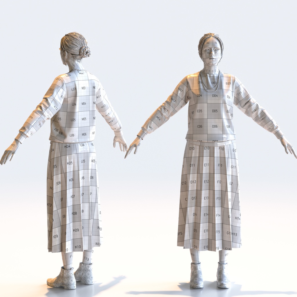 スマートカジュアル女性 Aポーズ 3 - S1-F3K A【3D人物モデル/人間3Dモデル】