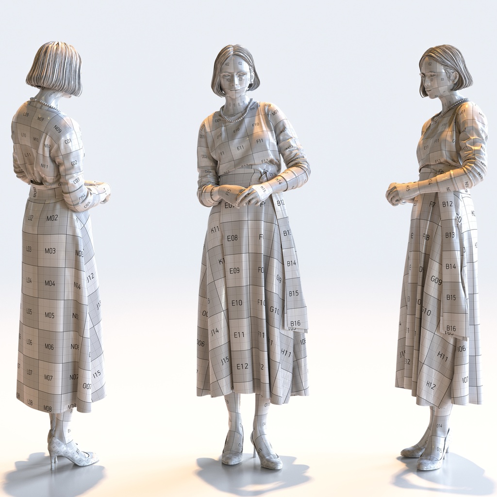 スマートカジュアル女性 5ポーズセット4 - S1-F4F【3D人物モデル/人間3Dモデル】