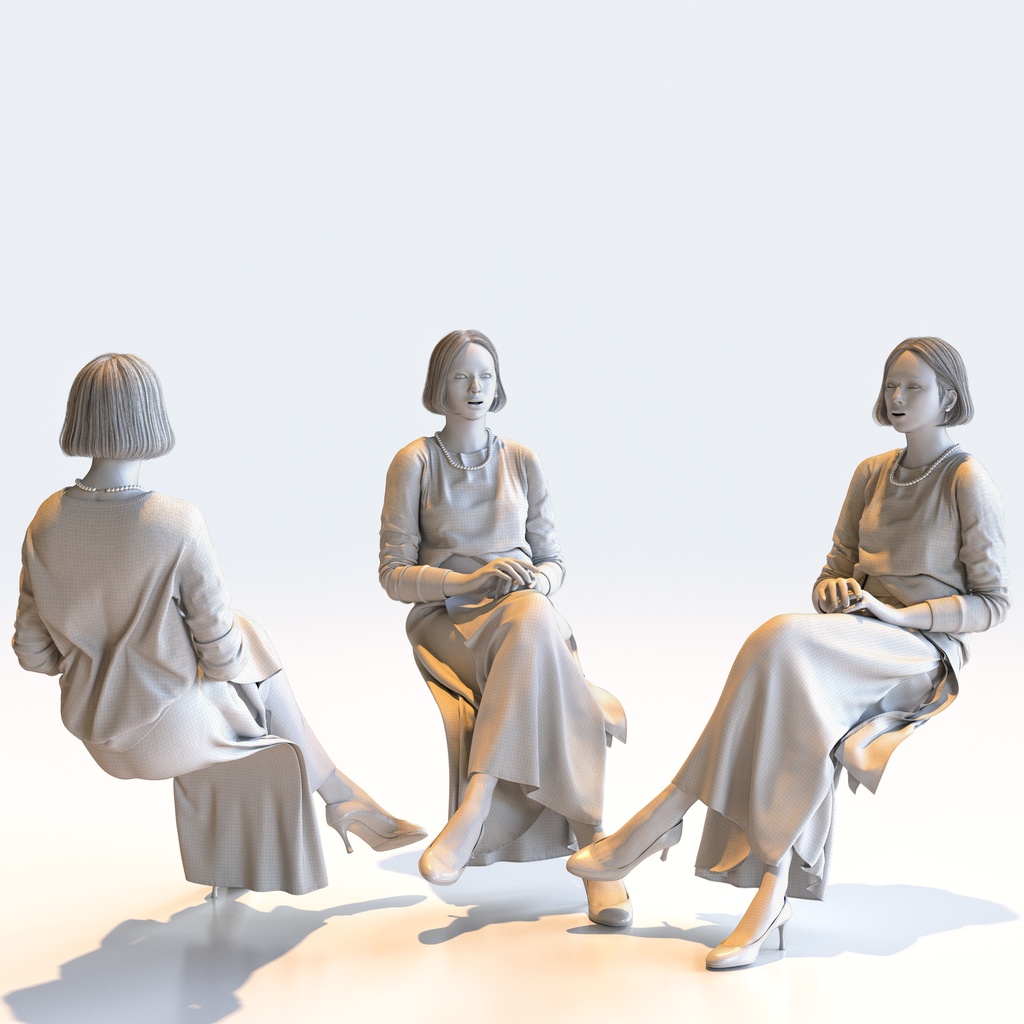 スマートカジュアル女性 5ポーズセット4 - S1-F4F【3D人物モデル/人間3Dモデル】