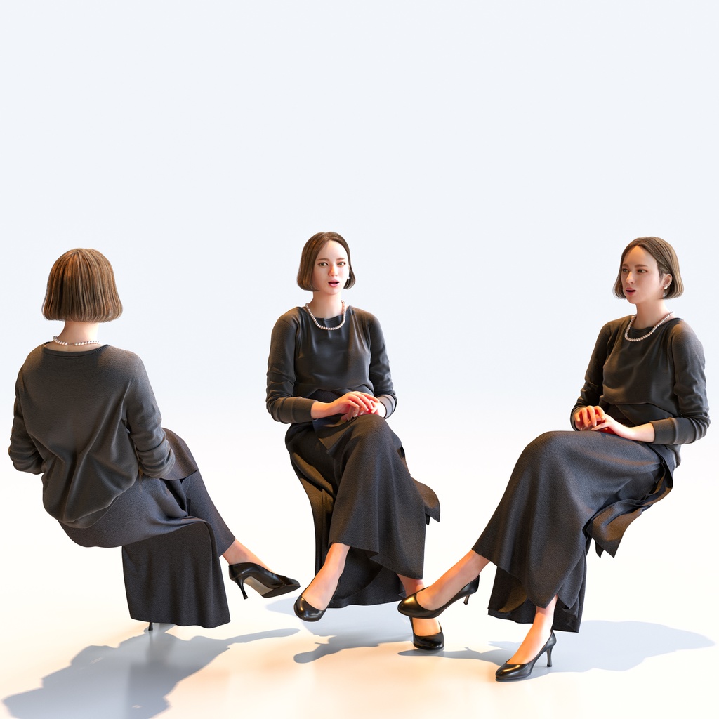 スマートカジュアル女性 5ポーズセット4 - S1-F4F【3D人物モデル/人間3Dモデル】