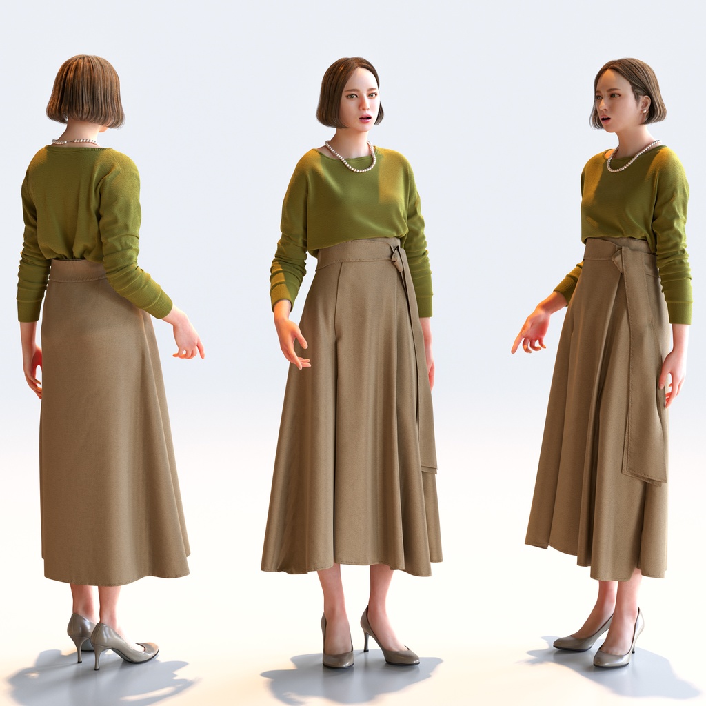 スマートカジュアル女性 5ポーズセット4 - S1-F4F【3D人物モデル/人間3Dモデル】