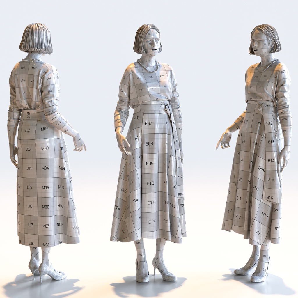 スマートカジュアル女性 5ポーズセット4 - S1-F4F【3D人物モデル/人間3Dモデル】