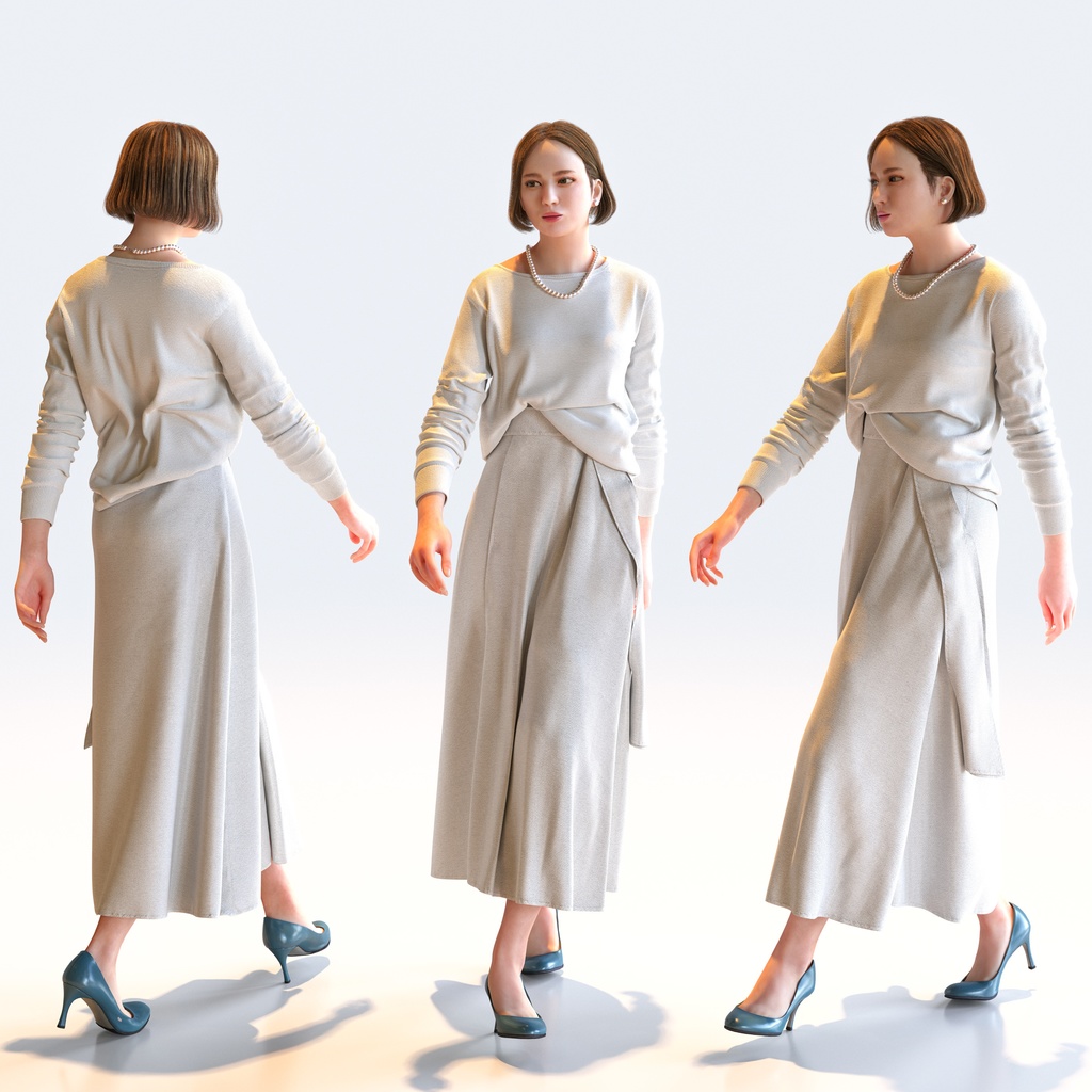 スマートカジュアル女性 5ポーズセット4 - S1-F4F【3D人物モデル/人間3Dモデル】