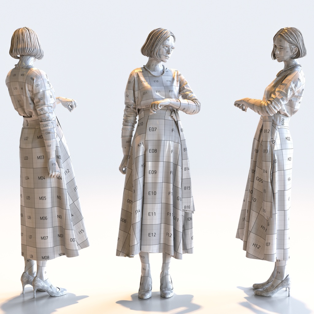 スマートカジュアル女性 5ポーズセット4 - S1-F4F【3D人物モデル/人間3Dモデル】