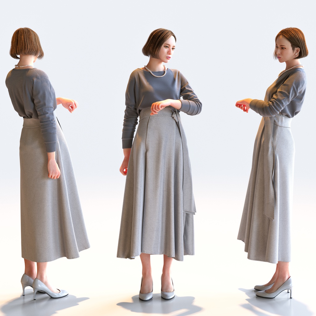 スマートカジュアル女性 5ポーズセット4 - S1-F4F【3D人物モデル/人間3Dモデル】