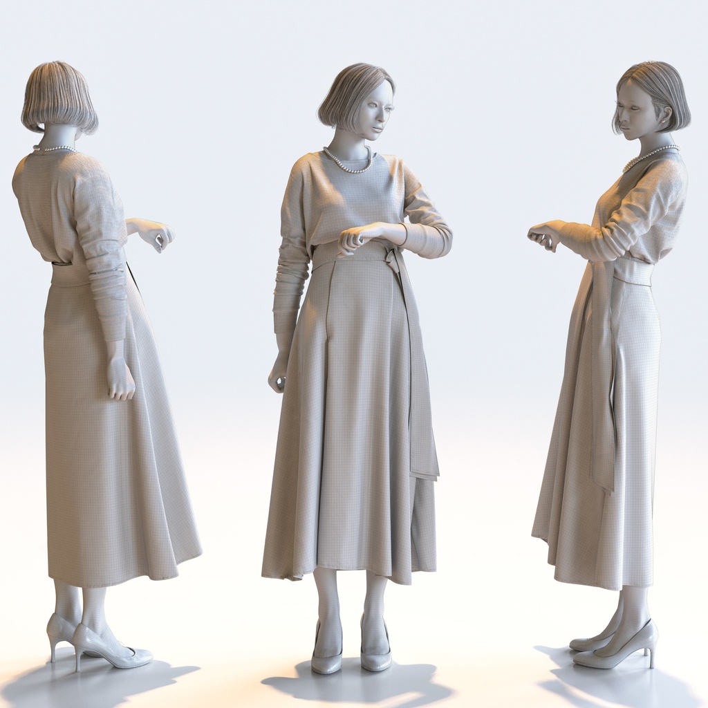 スマートカジュアル女性 5ポーズセット4 - S1-F4F【3D人物モデル/人間3Dモデル】