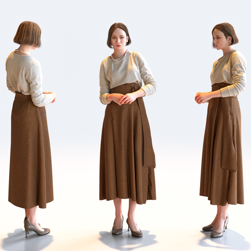 スマートカジュアル女性 5ポーズセット4 - S1-F4F【3D人物モデル/人間3Dモデル】