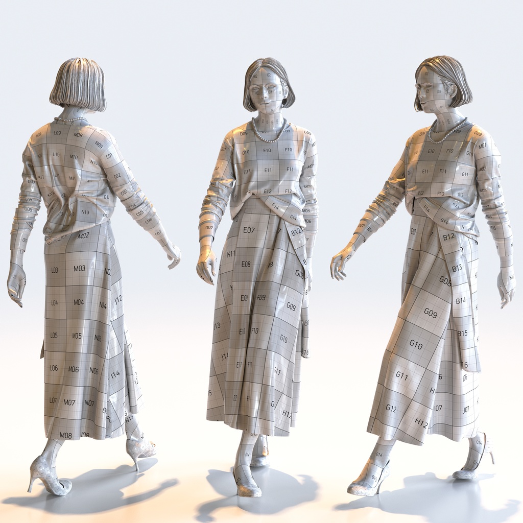 スマートカジュアル女性 5ポーズセット4 - S1-F4F【3D人物モデル/人間3Dモデル】