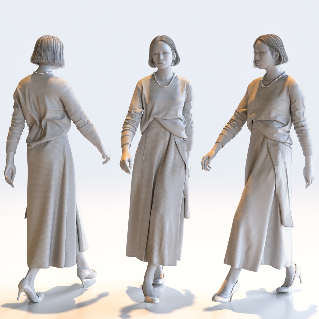 スマートカジュアル女性 5ポーズセット4 - S1-F4F【3D人物モデル/人間3Dモデル】