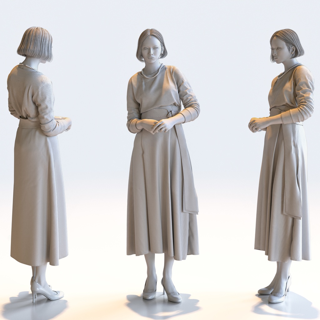 スマートカジュアル女性 5ポーズセット4 - S1-F4F【3D人物モデル/人間3Dモデル】