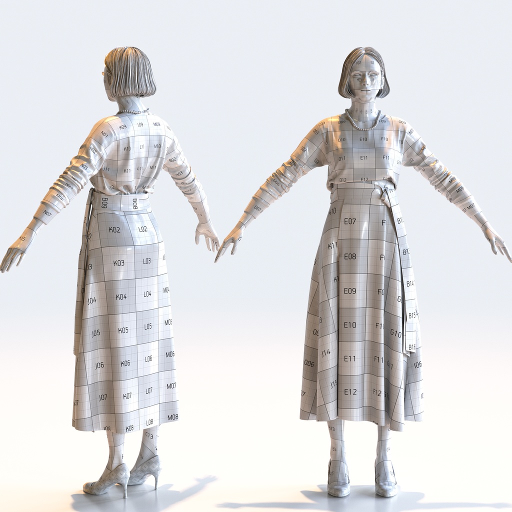 スマートカジュアル女性 Aポーズ 4 - S1-F4F A【3D人物モデル/人間3Dモデル】