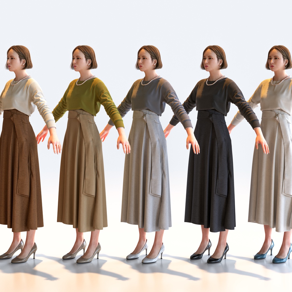 スマートカジュアル女性 Aポーズ 4 - S1-F4F A【3D人物モデル/人間3Dモデル】