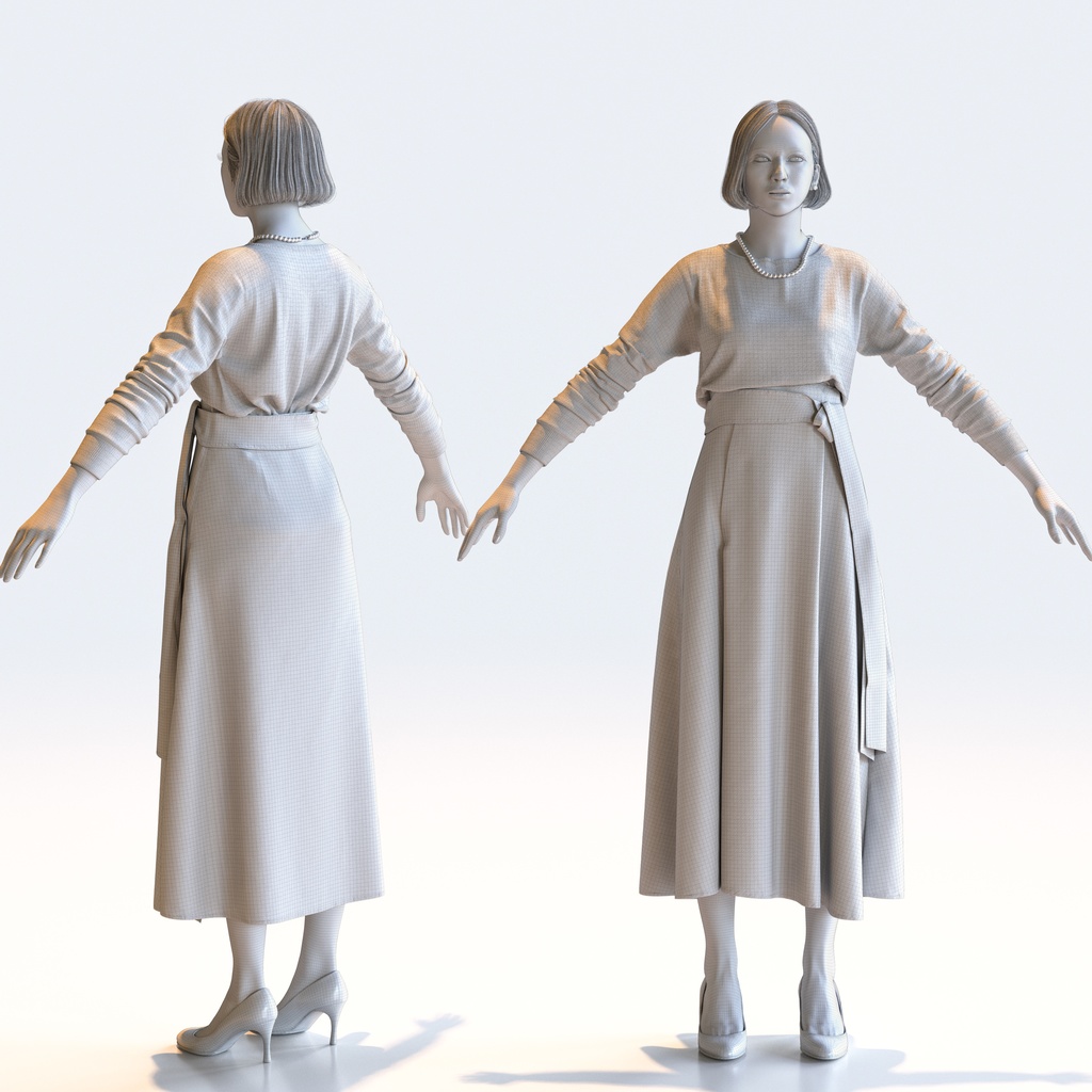 スマートカジュアル女性 Aポーズ 4 - S1-F4F A【3D人物モデル/人間3Dモデル】