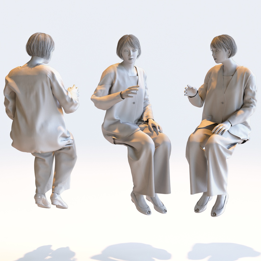 スマートカジュアル女性 5ポーズセット5 - S1-F5H【3D人物モデル/人間3Dモデル】