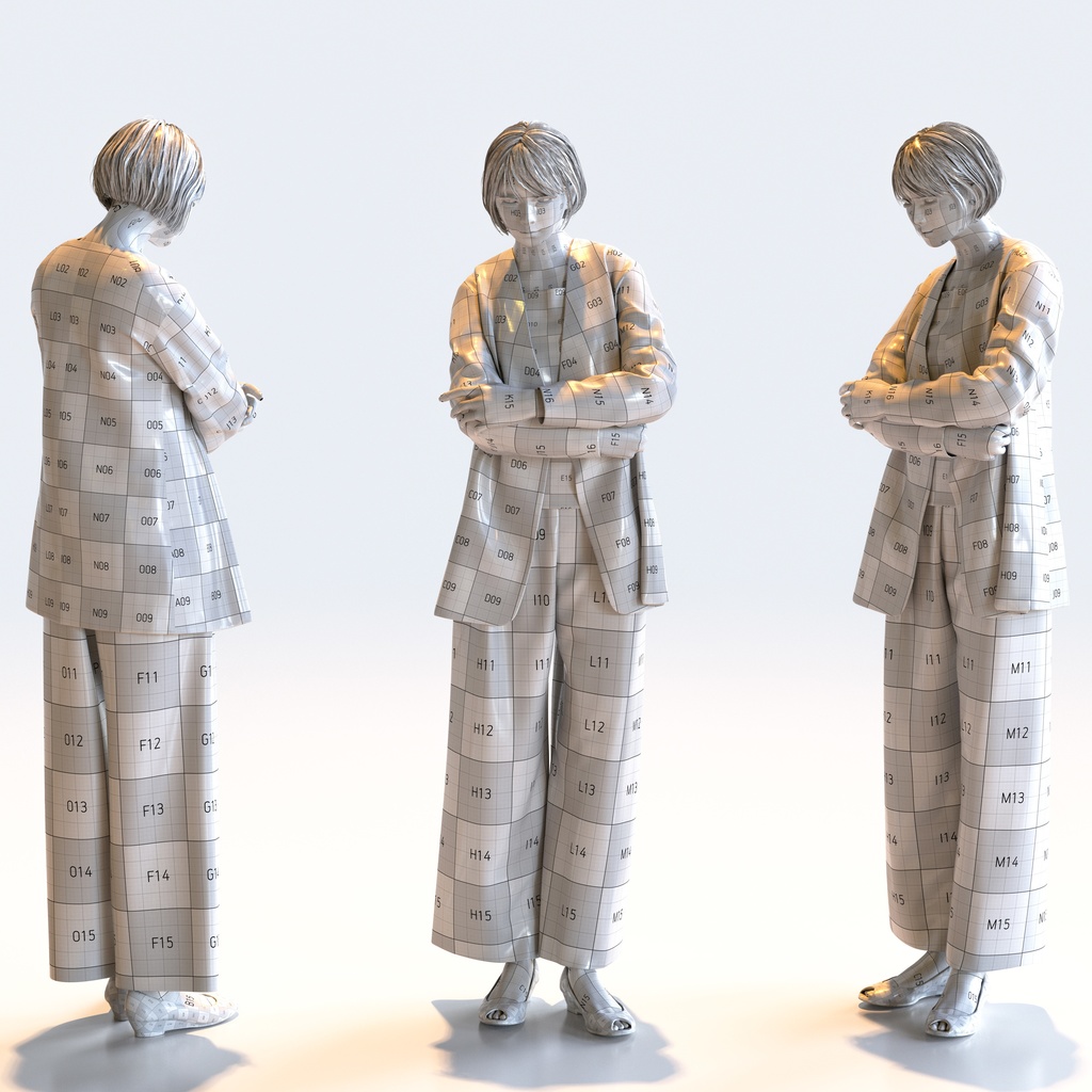 スマートカジュアル女性 5ポーズセット5 - S1-F5H【3D人物モデル/人間3Dモデル】