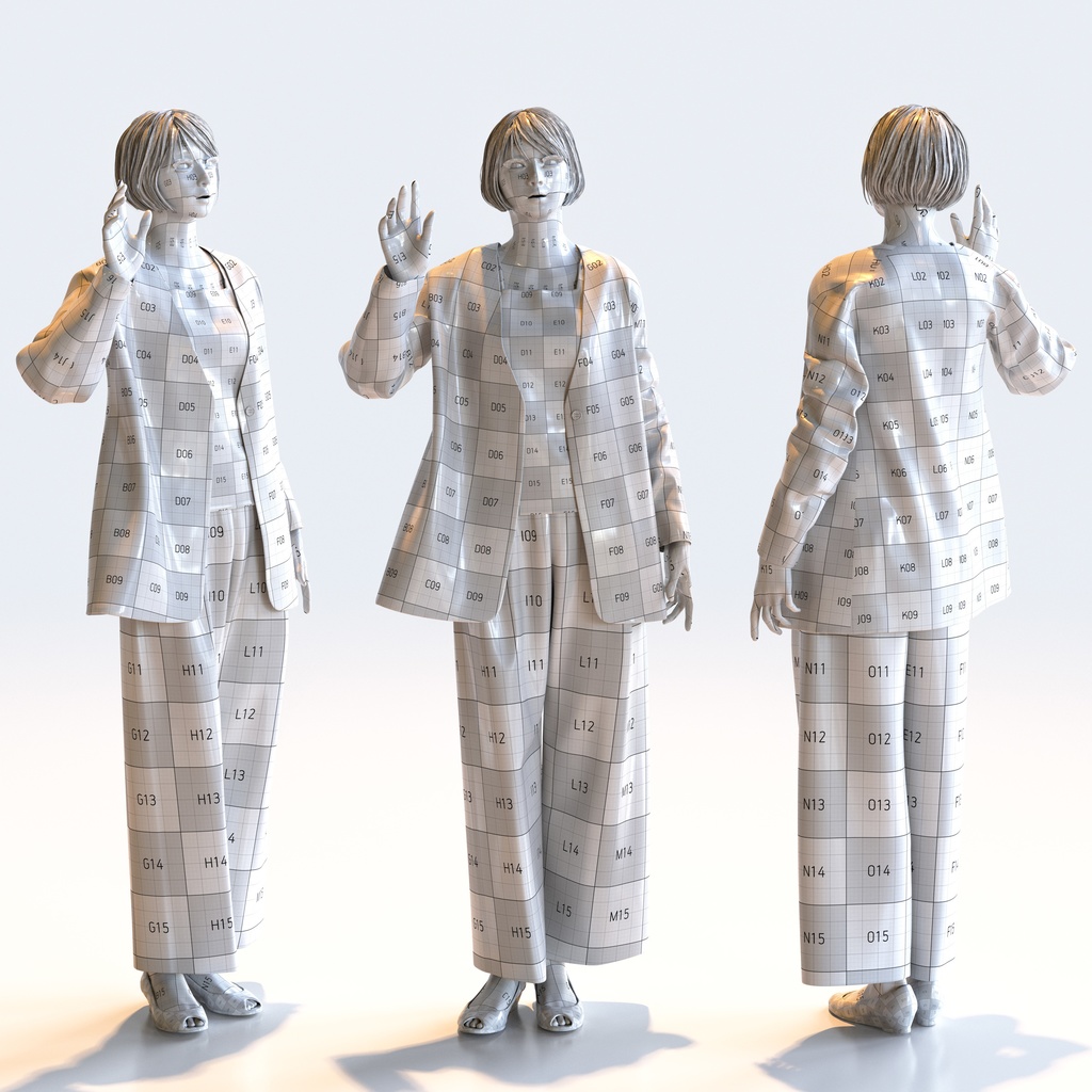 スマートカジュアル女性 5ポーズセット5 - S1-F5H【3D人物モデル/人間3Dモデル】