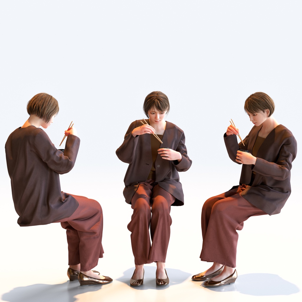 スマートカジュアル女性 5ポーズセット5 - S1-F5H【3D人物モデル/人間3Dモデル】