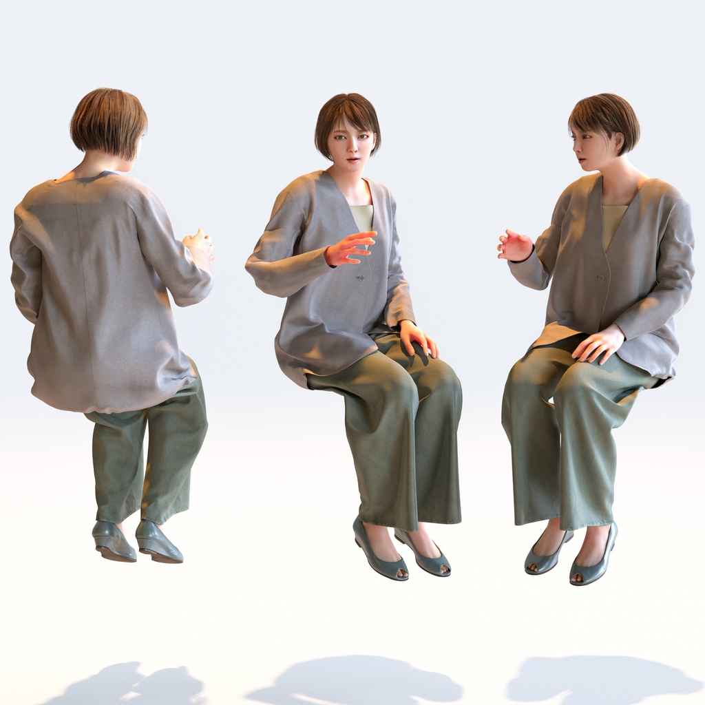 スマートカジュアル女性 5ポーズセット5 - S1-F5H【3D人物モデル/人間3Dモデル】