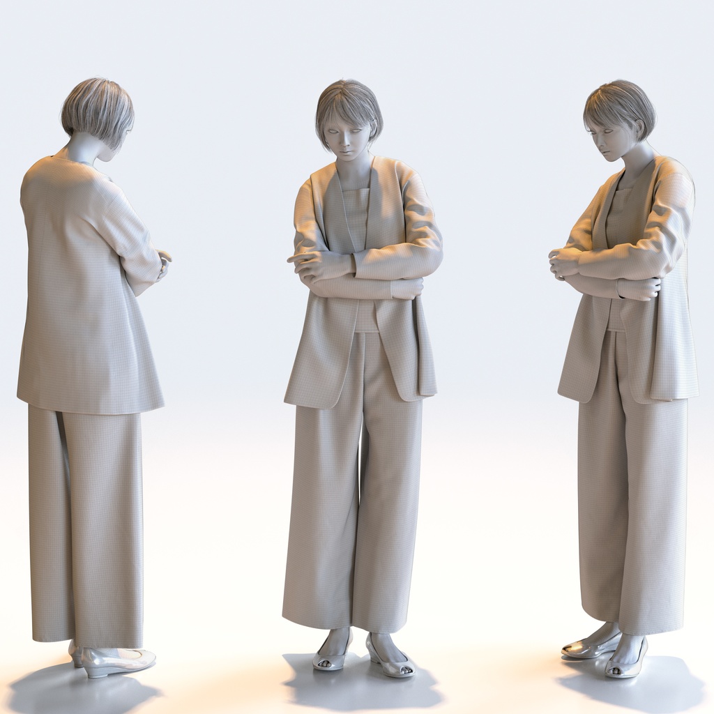 スマートカジュアル女性 5ポーズセット5 - S1-F5H【3D人物モデル/人間3Dモデル】