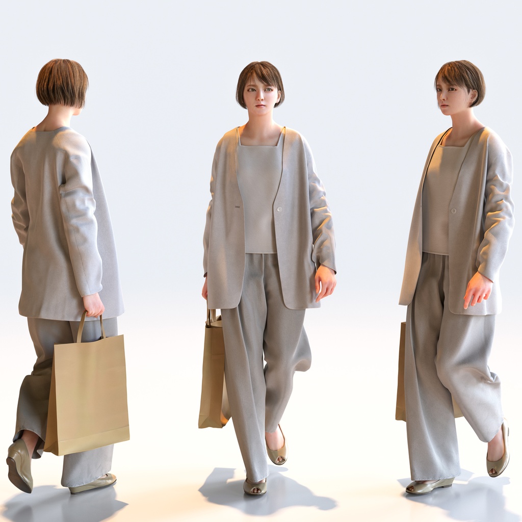 スマートカジュアル女性 5ポーズセット5 - S1-F5H【3D人物モデル/人間3Dモデル】