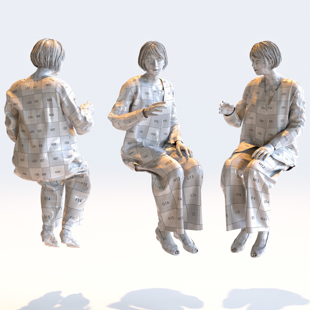 スマートカジュアル女性 5ポーズセット5 - S1-F5H【3D人物モデル/人間3Dモデル】