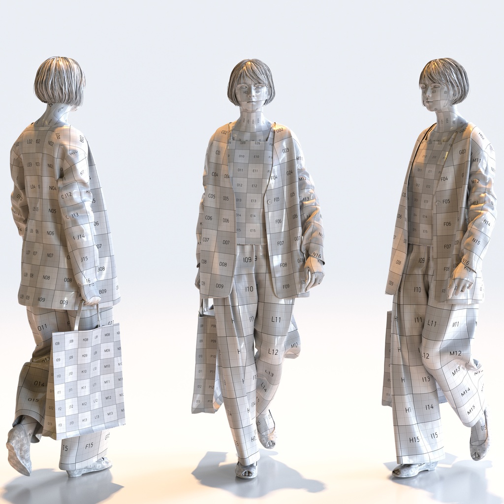 スマートカジュアル女性 5ポーズセット5 - S1-F5H【3D人物モデル/人間3Dモデル】