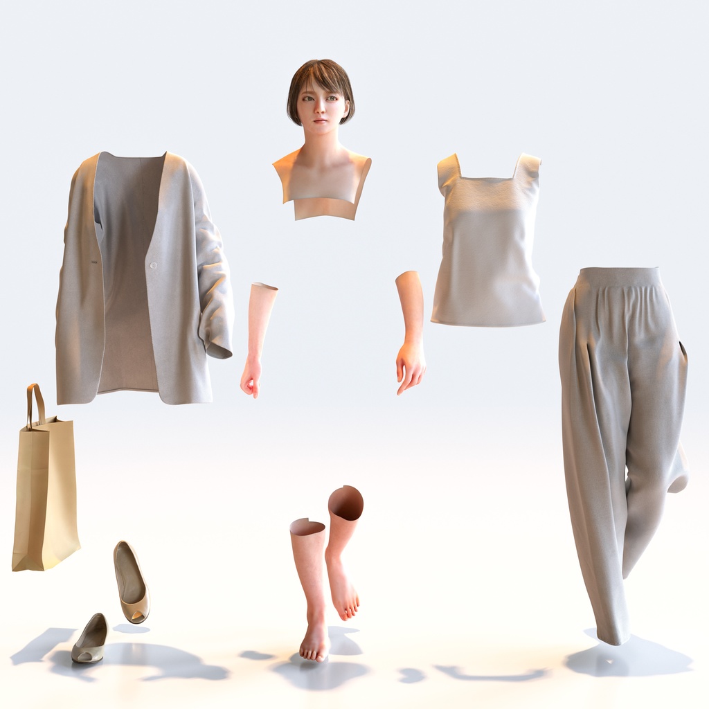 スマートカジュアル女性 5ポーズセット5 - S1-F5H【3D人物モデル/人間3Dモデル】