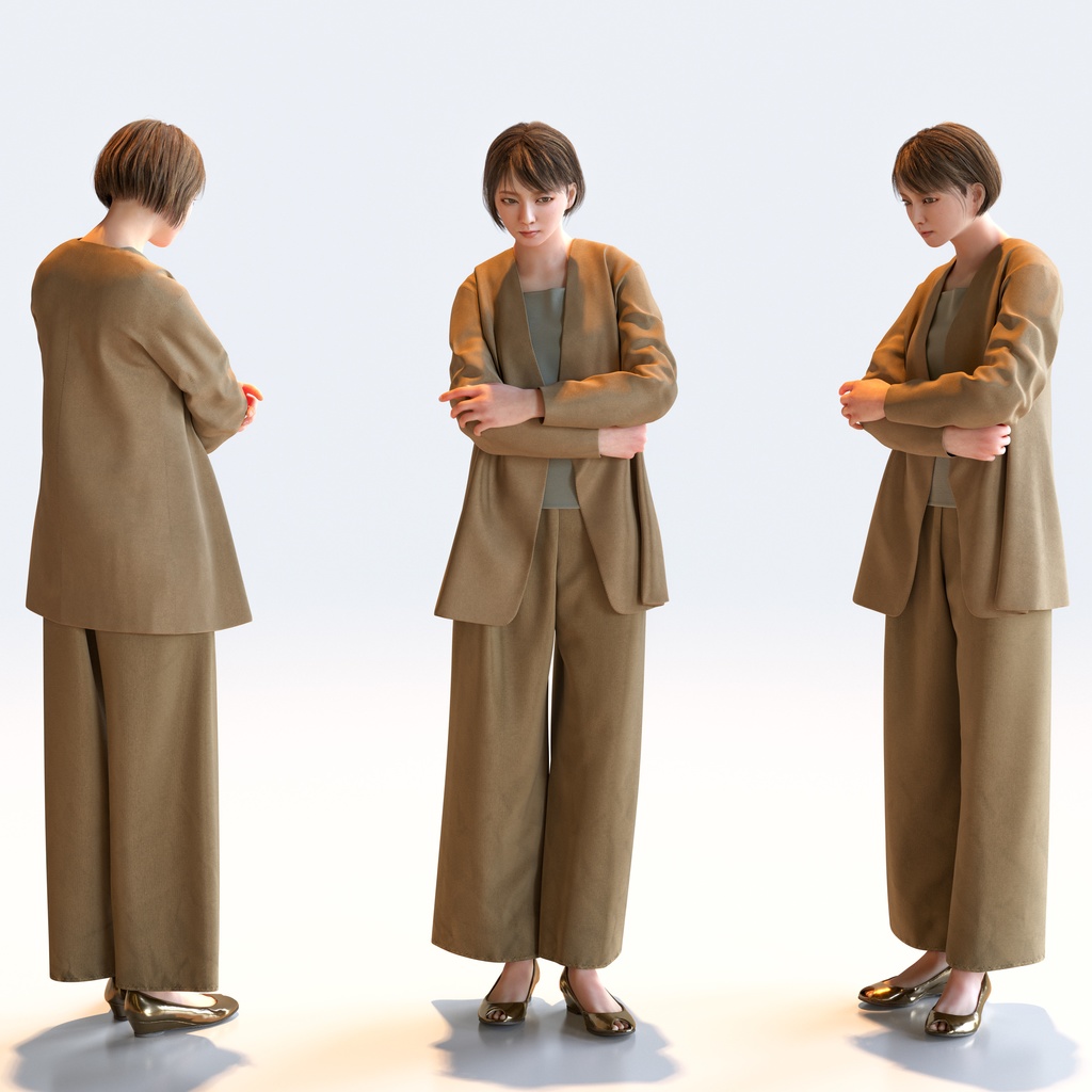 スマートカジュアル女性 5ポーズセット5 - S1-F5H【3D人物モデル/人間3Dモデル】