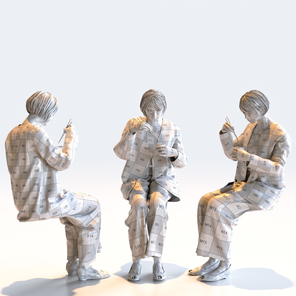 スマートカジュアル女性 5ポーズセット5 - S1-F5H【3D人物モデル/人間3Dモデル】