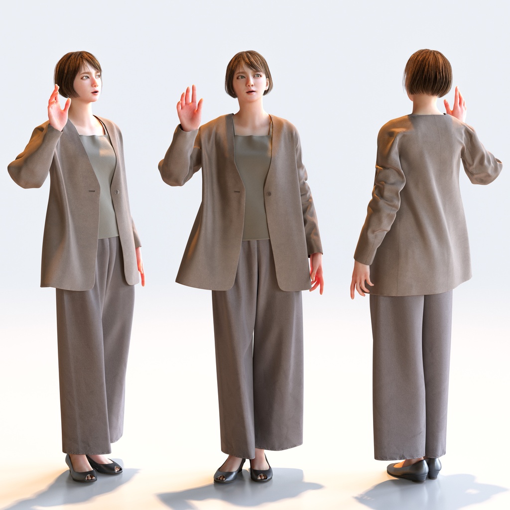 スマートカジュアル女性 5ポーズセット5 - S1-F5H【3D人物モデル/人間3Dモデル】