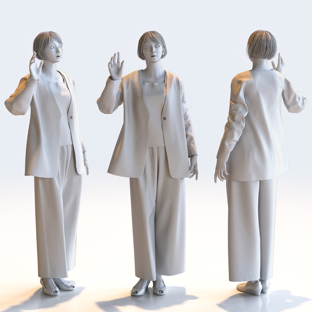 スマートカジュアル女性 5ポーズセット5 - S1-F5H【3D人物モデル/人間3Dモデル】
