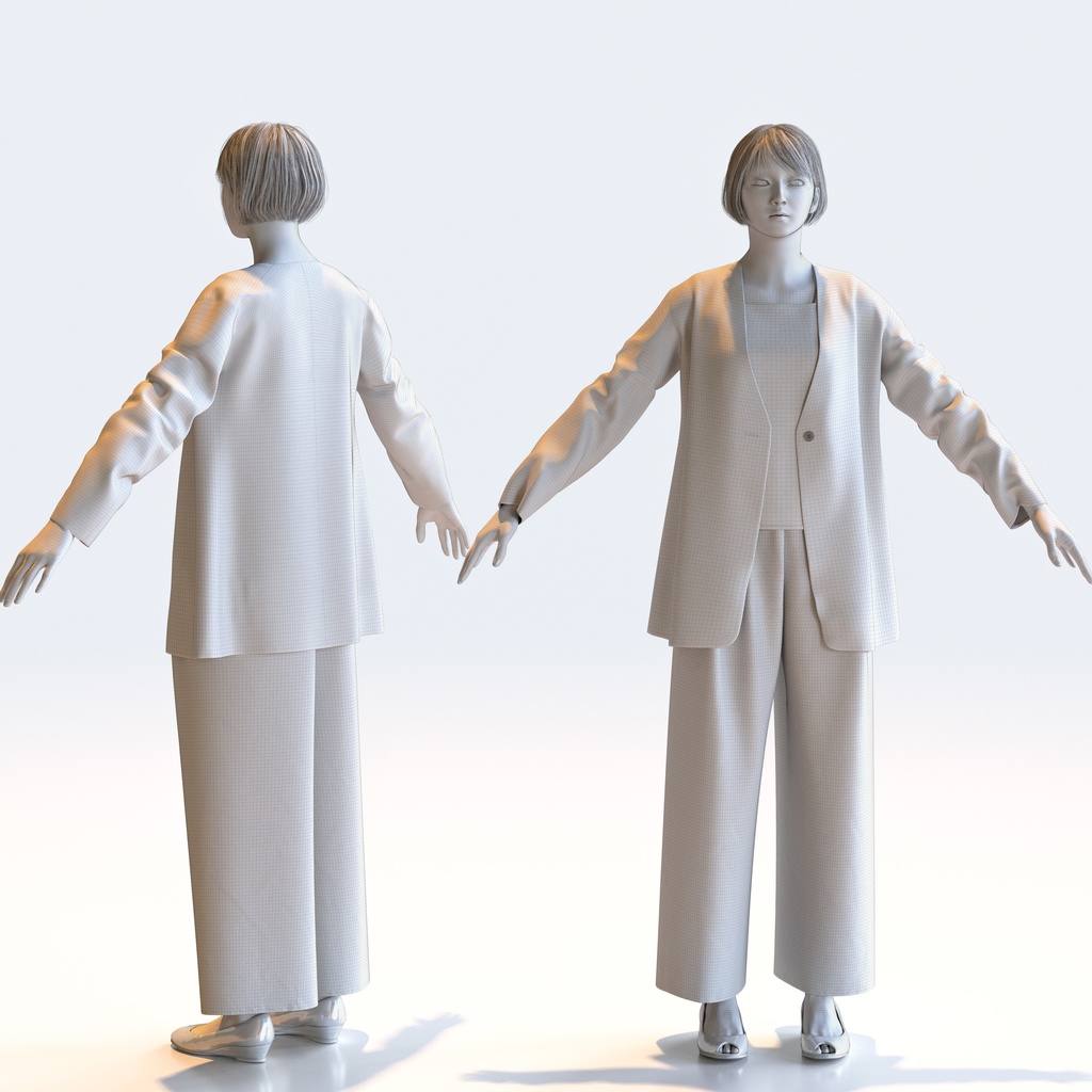 スマートカジュアル女性 Aポーズ 5 - S1-F5H A【3D人物モデル/人間3Dモデル】