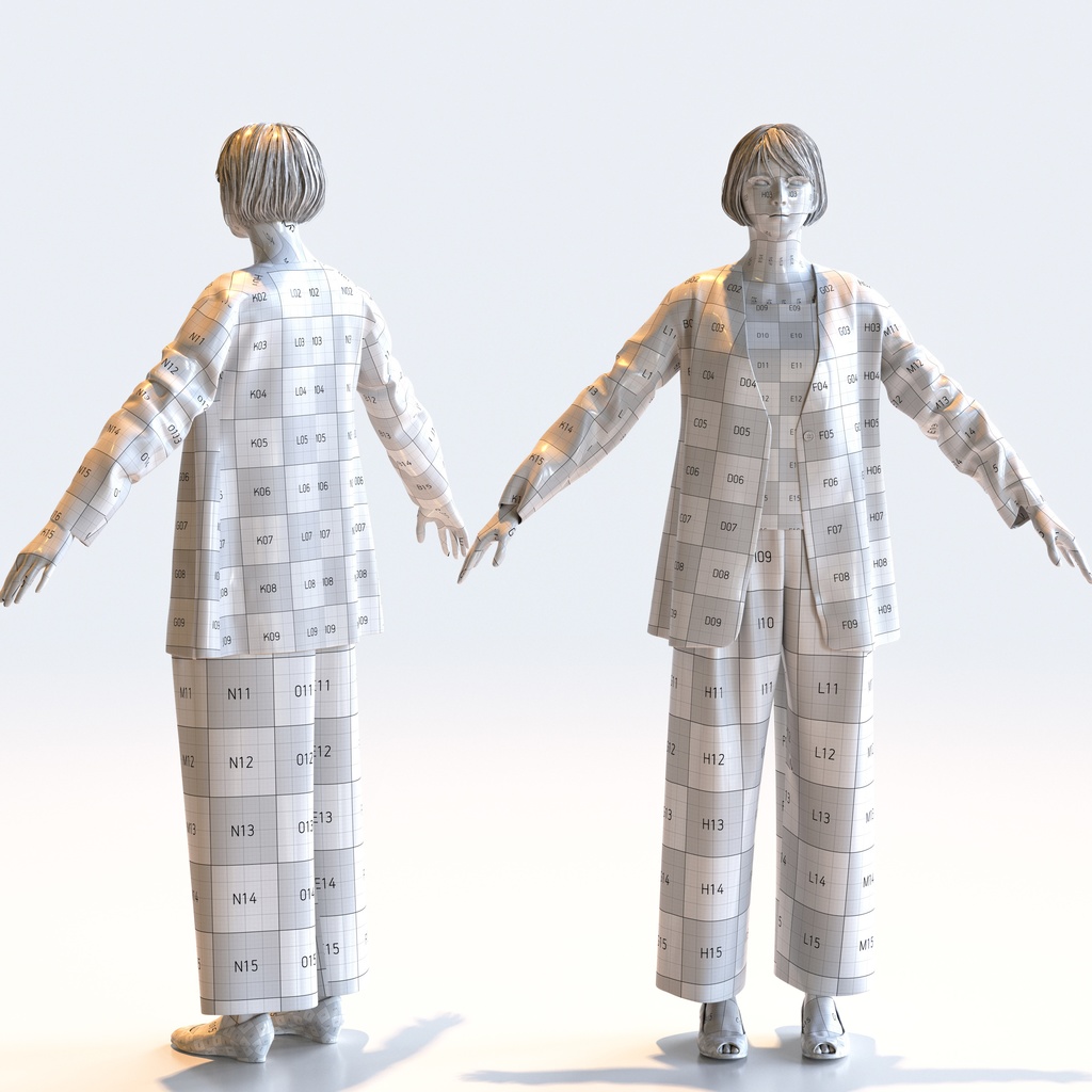 スマートカジュアル女性 Aポーズ 5 - S1-F5H A【3D人物モデル/人間3Dモデル】