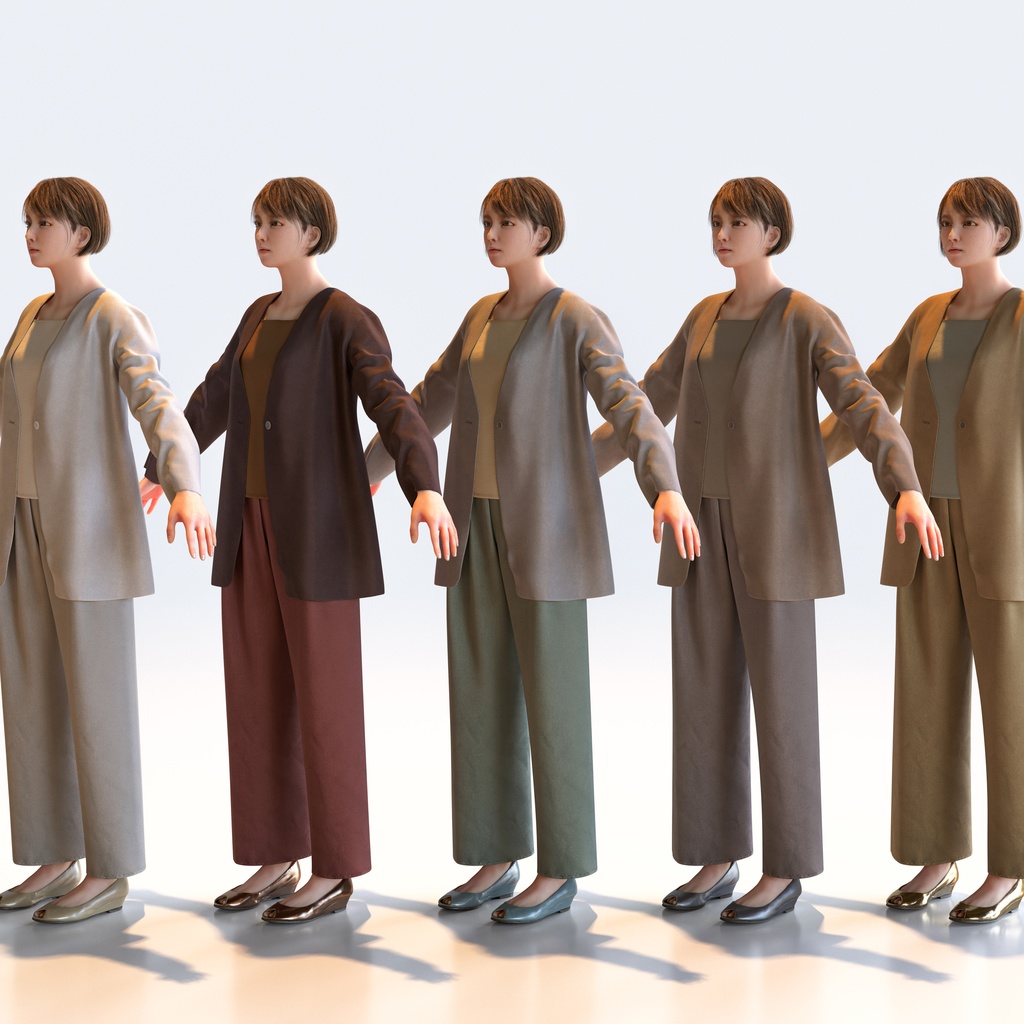 スマートカジュアル女性 Aポーズ 5 - S1-F5H A【3D人物モデル/人間3Dモデル】