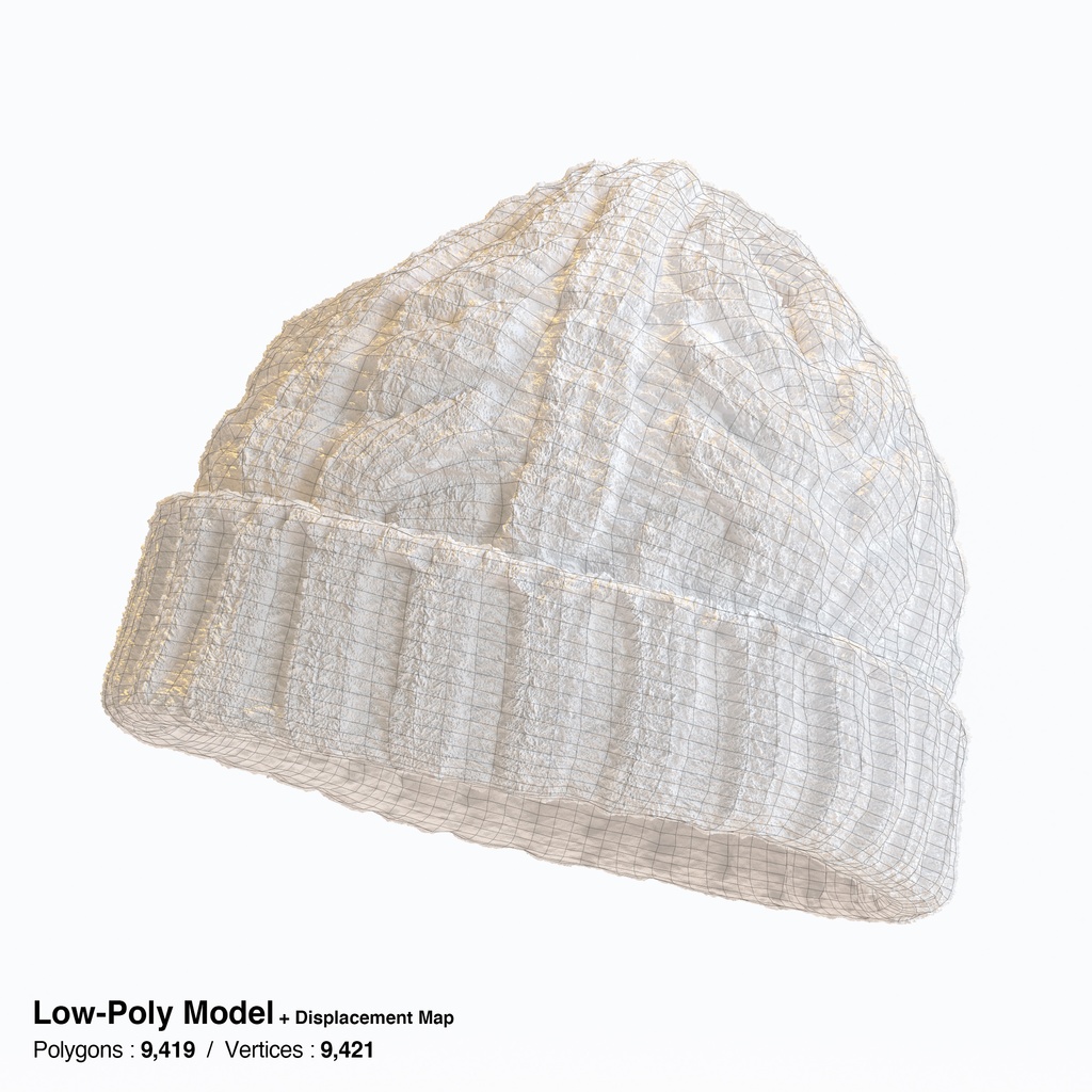 ニット帽 - ケーブルニットキャップ 【3Dモデル】